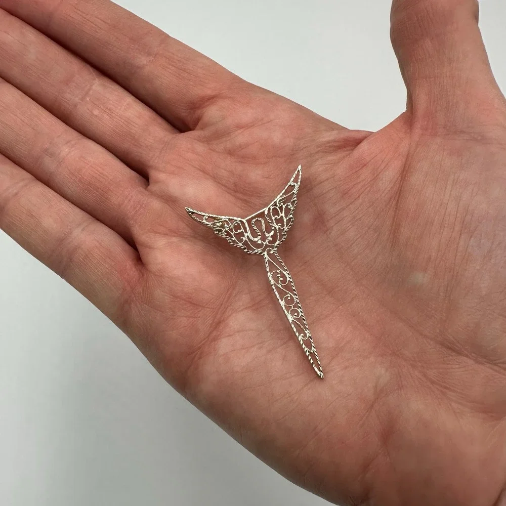 Lavaggi‎ Angel Brooch Sterling Silver 925 Angels of Reconciliation Pin Filigree